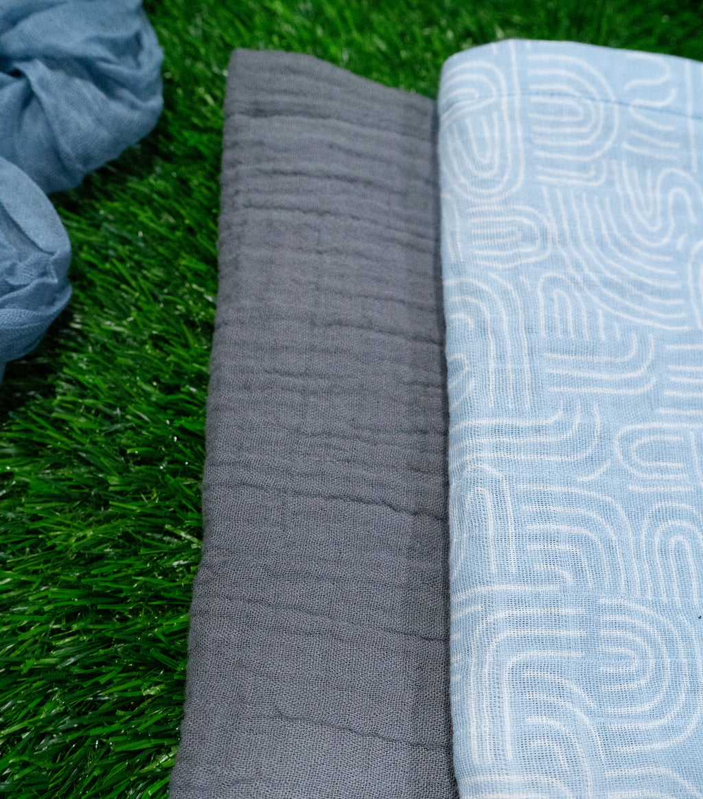 Muslin Burp Cloth Set | Blue Bliss