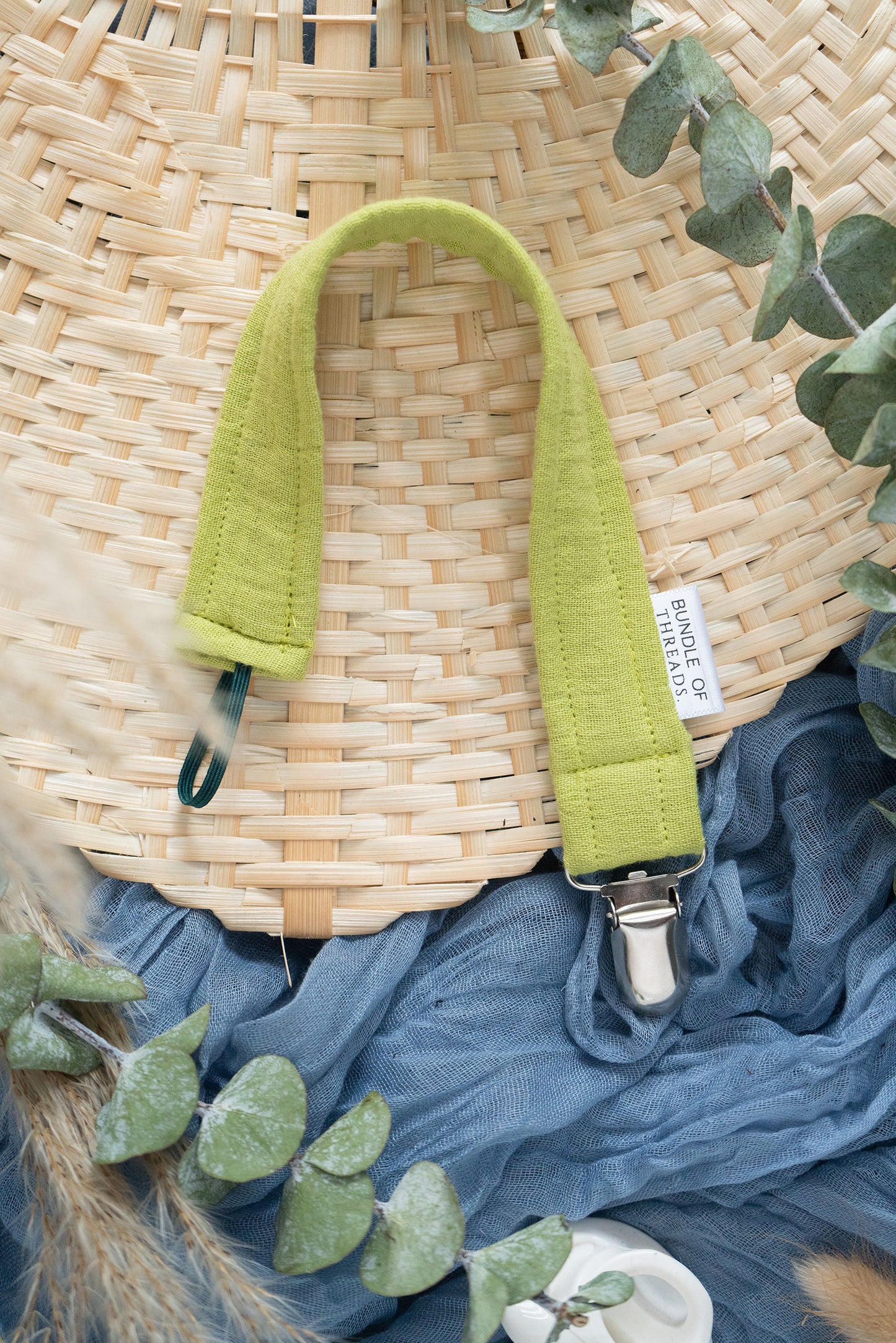 Golden Moss Pacifier Clip
